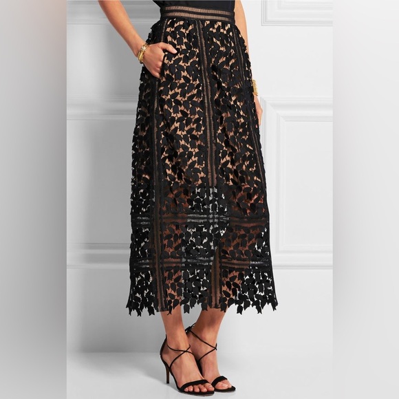 Self-Portrait Dresses & Skirts - Self-Portrait Arabella Lace Midi Skirt Size 4 NWT
